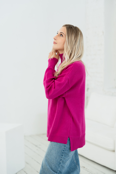 Merino vilnas džemperis ar augsto apkakli