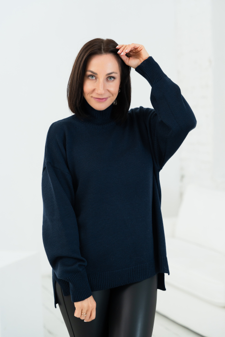 Merino vilnas džemperis ar augsto apkakli